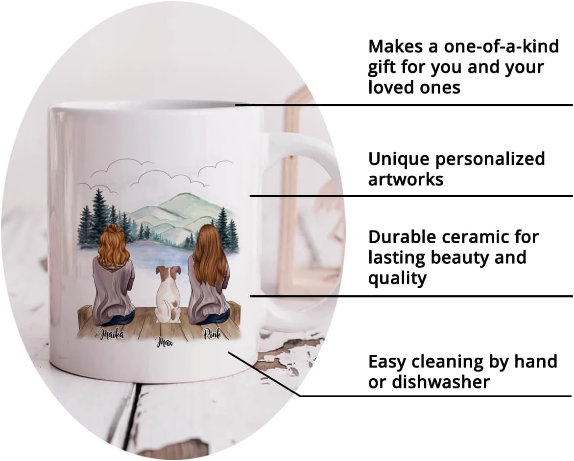 Gossby Personalized Dog Mama Mug - Life is Better with a (2 Girls Dog) 11oz, 15oz Custom Ceramic for Moms Mom Gifts Women Female Characters, Breeds GBMUG146VAR309