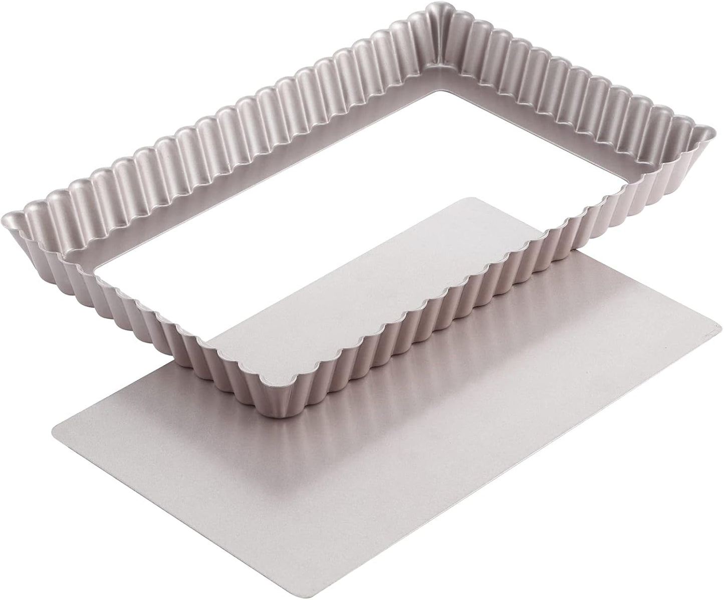 CHEFMADE Rectangle Tart Pan, 7x11-Inch with Removable Loose Bottom Non-Stick Oblong Quiche Bakeware for Oven Baking (Champagne Gold)