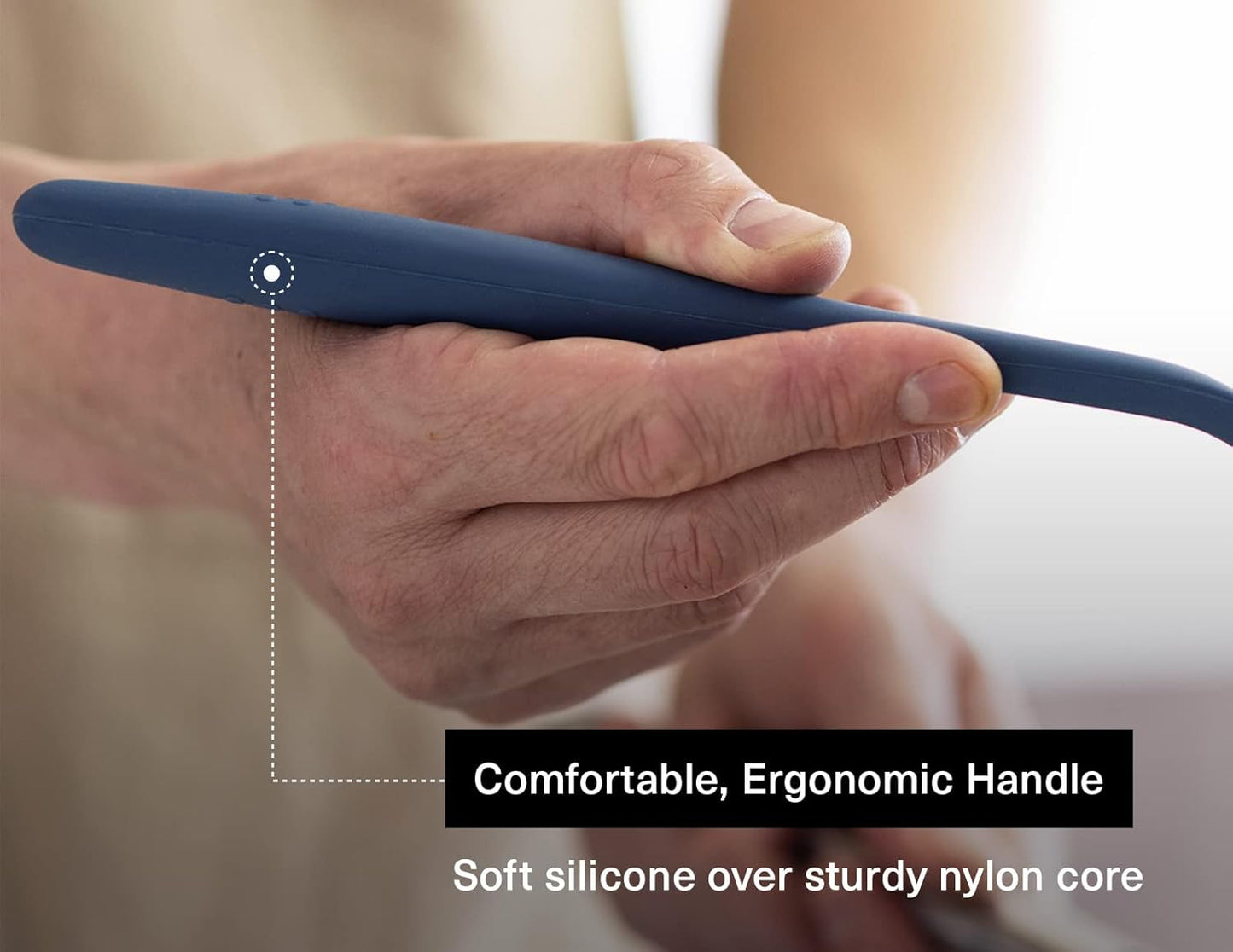 Misen Silicone Mixing Spoon - Professional-Grade, Dishwasher Safe - No Scratch Nonstick-Safe Kitchen Tool for Stirring, Scraping, and Serving - Stong, Durable, Heat Resistant - Blue