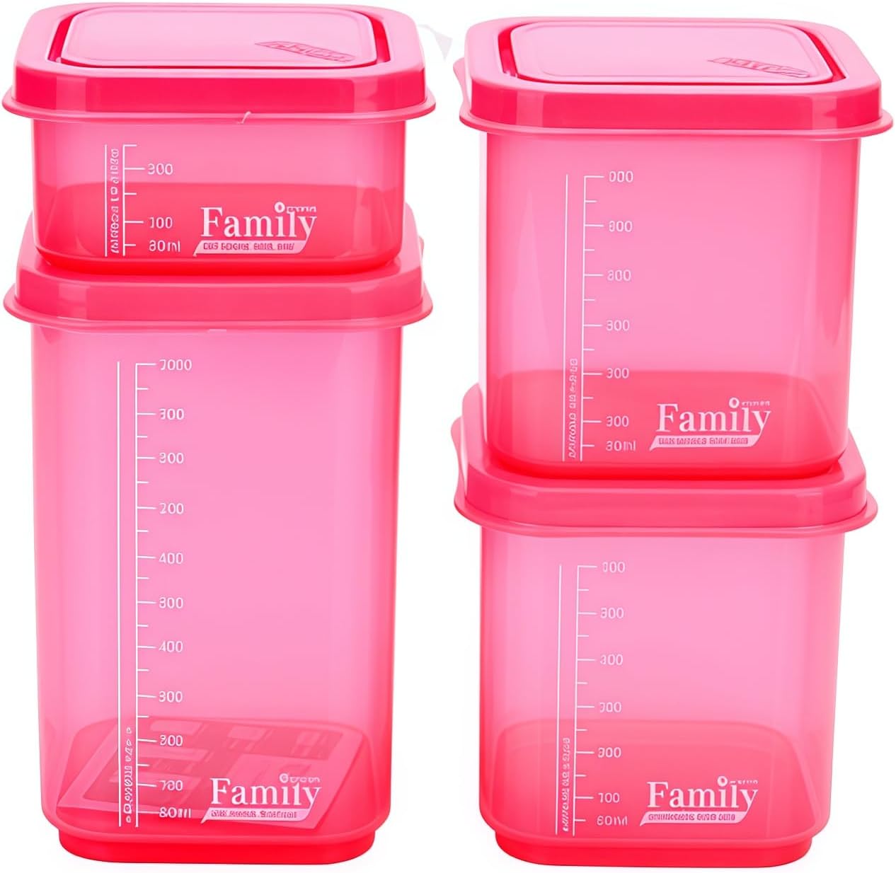 4PCS Family Airtight Food Storage Containers with Lids Set, BPA-Free Food Grade Plastic Stackable Snack Fruit Containers,Leak-proof Kitchen Pantry Organizers for Pasta, Nuts, Dry Goods (Green)