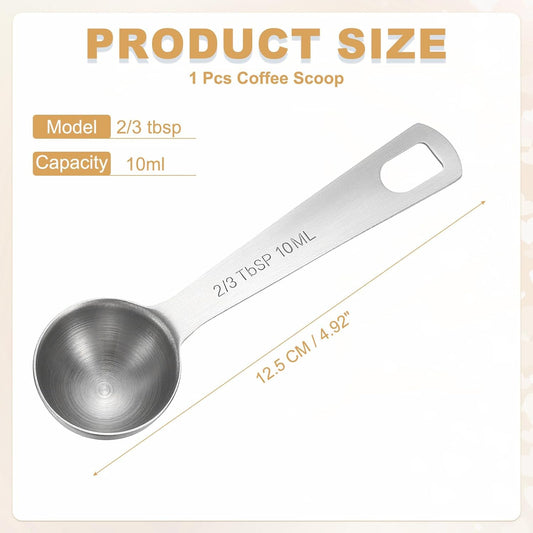 PATIKIL 1pcs 10ml Tablespoon Measuring Spoon, 2/3 Tbsp Measuring Spoon Stainless Steel Individual Measure Scooper Only for Ground Coffee Loose Tea Powder