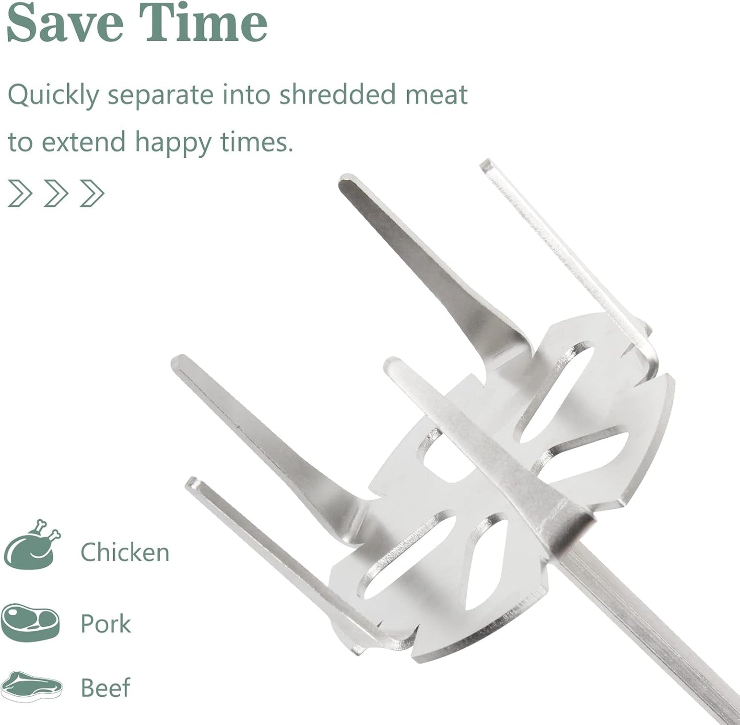 KAMaster Pork Puller 3 Inch 304 Stainless Steel Meat Shredder Suitable for Making Meat Strips with Standard Hand Drill Pork Puller BBQ Smoking Accessories and Kitchen Gadgets Stir Cooking(3 Inches)