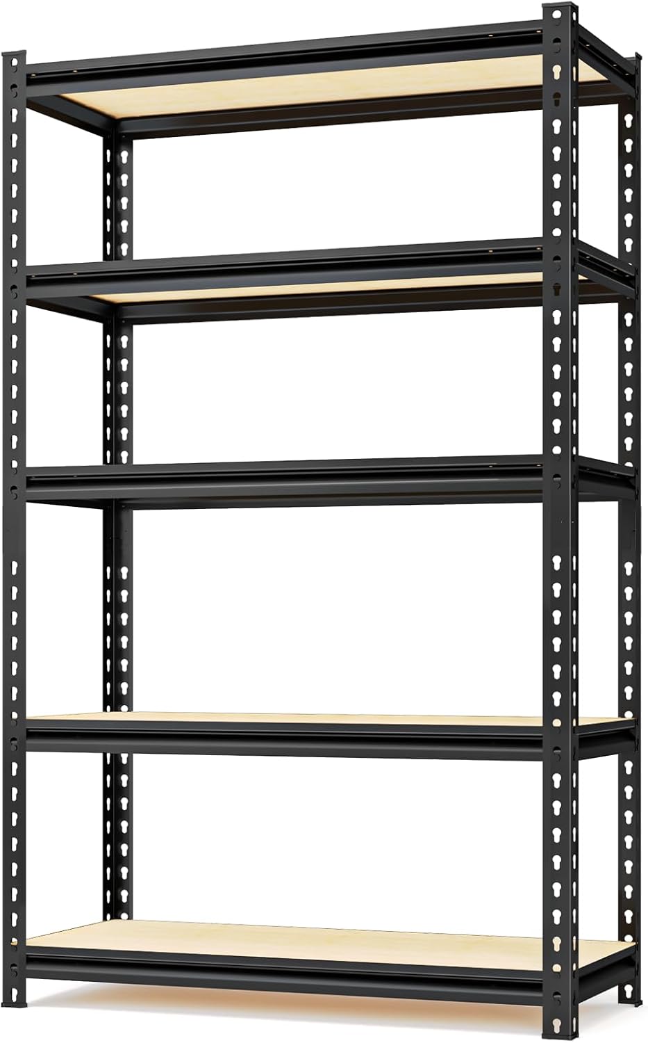 36"W "Father&I" 5-Shelf Industrial Metal Steel Garage/Tote Storage Shelves Heavy-Duty Adjustable Rack: Tall Shelving Units Organizer for Closet/Basement/Pantry/Shop/School 72"H*36W*16"D, Black