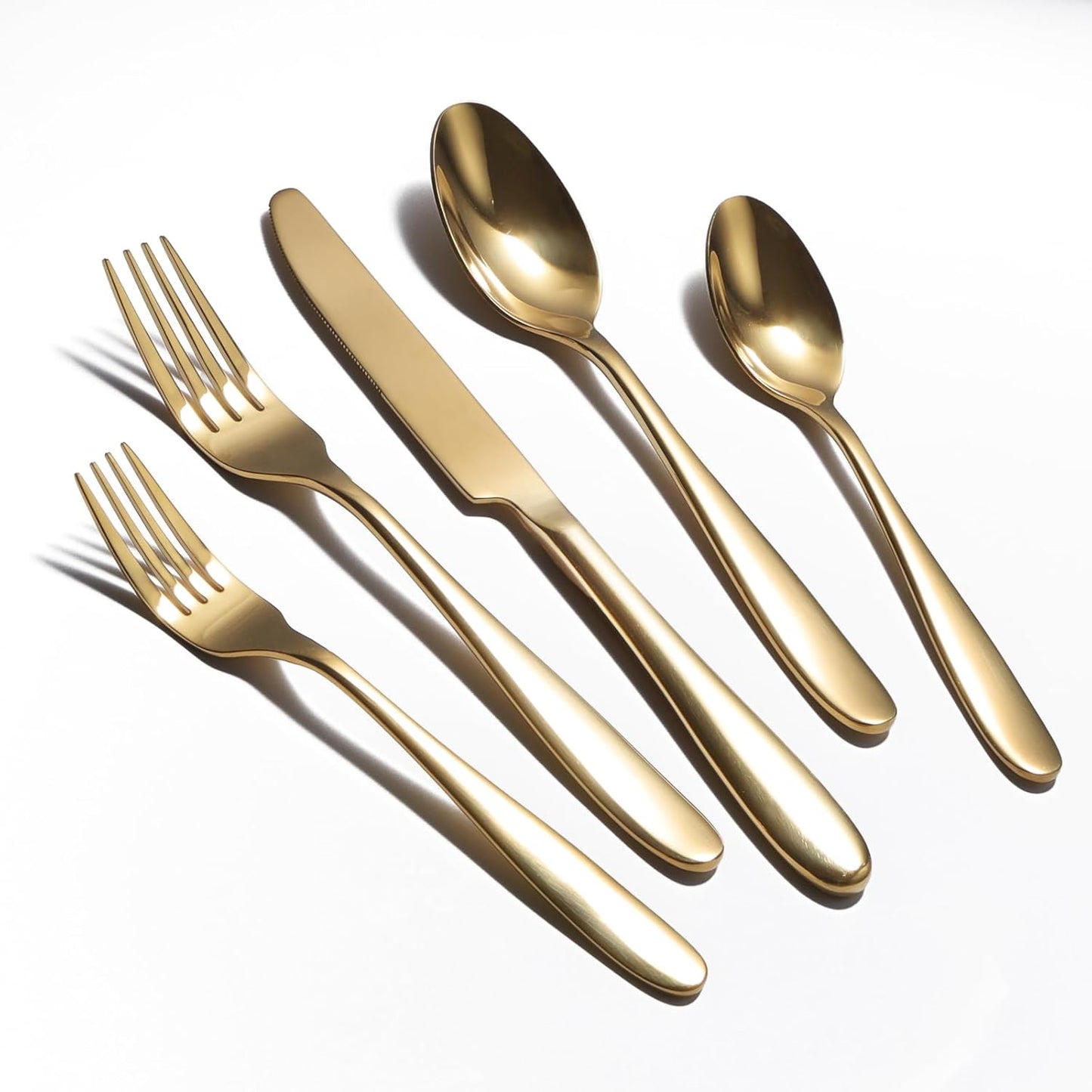 20-Piece Gold Silverware Set, Flatware Set for 4, Food-Grade Stainless Steel Tableware Cutlery Set, Mirror Finished Utensil Sets for Home Restaurant, Forks Spoons and Knives Set, Dishwasher Safe