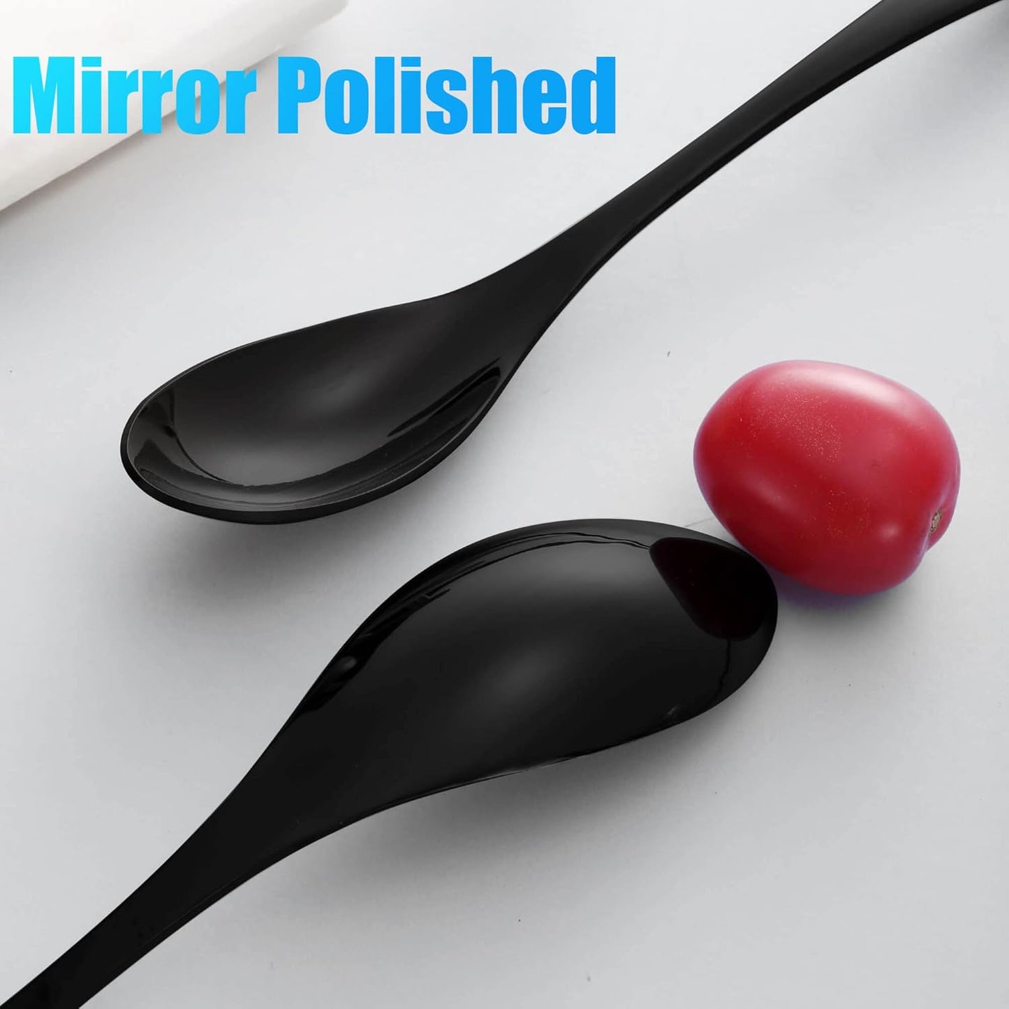 Lemeya 24-Piece Black Silverware Set with Steak Knives,Forged 18/10 Stainless Steel Cutlery Set for 4,Modern Heavy Duty Flatware Utensils Set,Fork Spoon and Knives Set, Mirror Polished,Dishwasher Safe