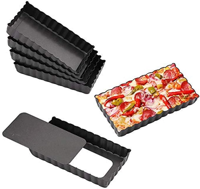Gutsdoor Mini Tart Pan Square 4 Inch with Removable Bottom Quiche Pan Nonstick Round Quiche Pie Pan Set of 6