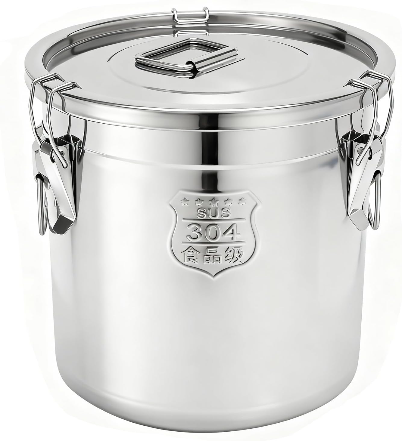 304 Stainless Steel Airtight Canister 5.55Gal /710.4oz/21L Airtight Food Storage Container with Lid and Lock Clips, Large Metal Storage Canister for Coffee Beans, Flour, Tea, Sugar, Cereals
