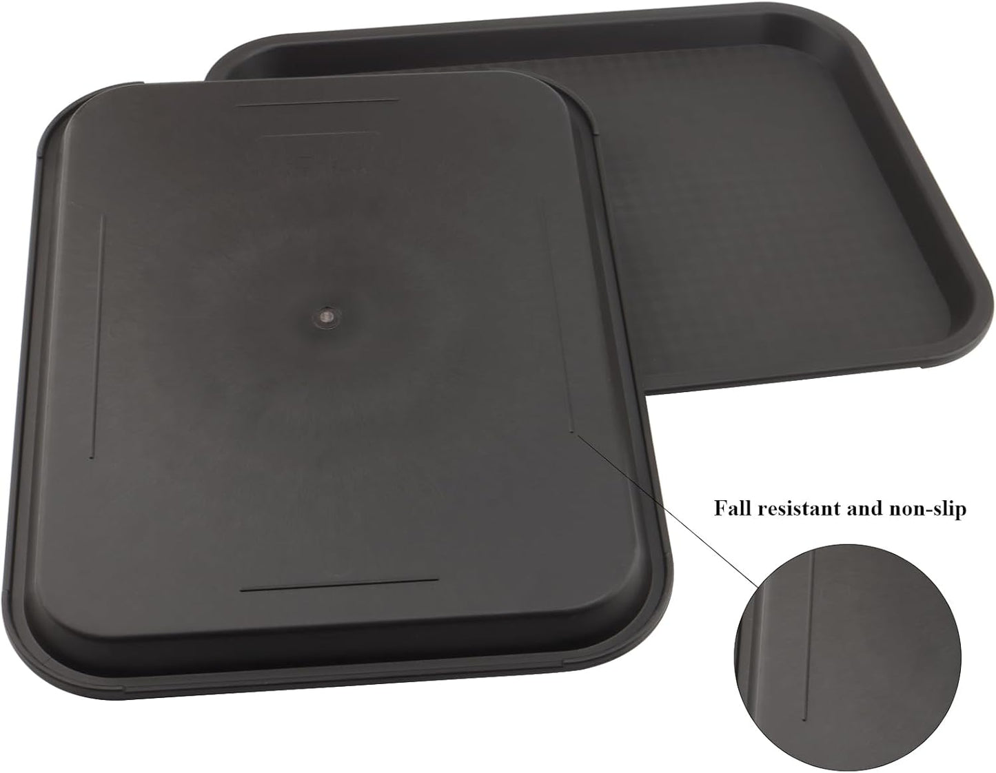 15 Pack 14 x 10 Inch Brown Fast Food Tray, Large Rectangular Restaurant Serving Trays, Plastic Cafeteria Trays School Lunch Trays