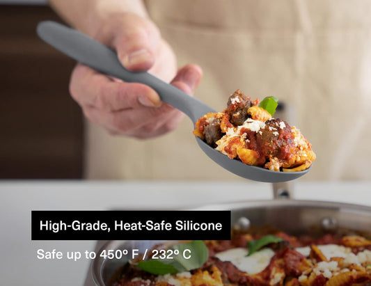 Misen Silicone Mixing Spoon - Professional-Grade, Dishwasher Safe - No Scratch Nonstick-Safe Kitchen Tool for Stirring, Scraping, and Serving - Stong, Durable, Heat Resistant - Gray