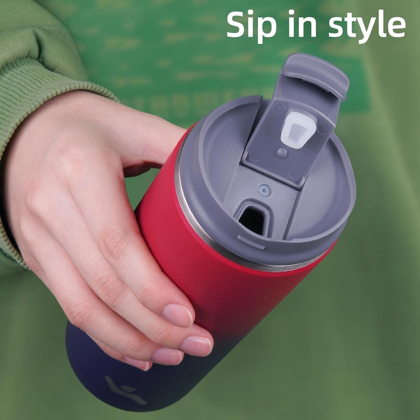 Tumbler with Lid, 12 oz Travel Coffee Mug Double Wall Vacuum Stainless Steel Thermal Metal Cup Insulated Water Bottle,Rosy Red