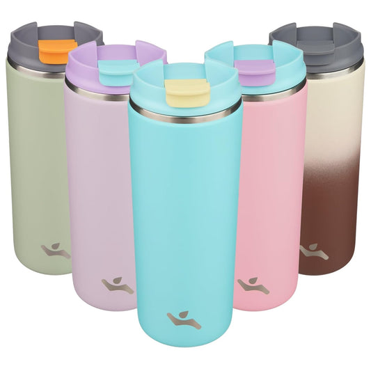 Tumbler with Lid, 16 oz Travel Coffee Mug Double Wall Vacuum Stainless Steel Thermal Metal Cup Insulated Water Bottle,Ice Blue