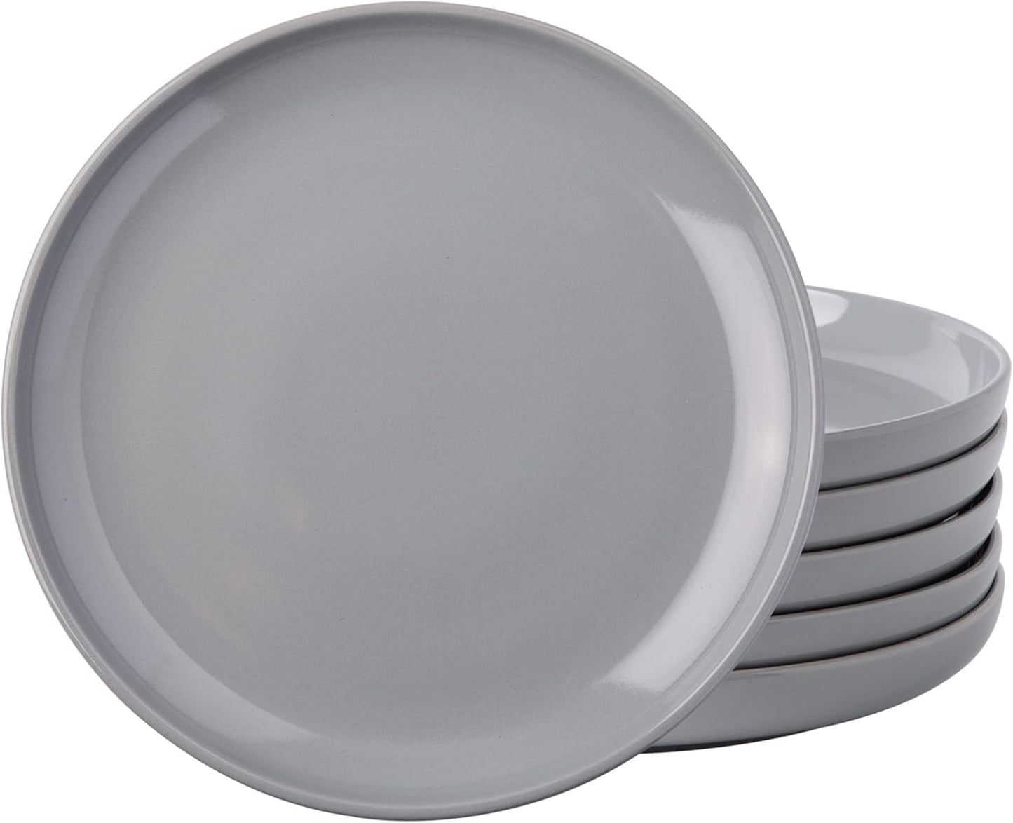 AmorArc Ceramic Dinner Plates Set of 6,10.5 inch Large Stoneware plates for Kitchen,Dinnerware Dishes set- Microwave,Dishwasher Safe,Scratch Resistant-GREY