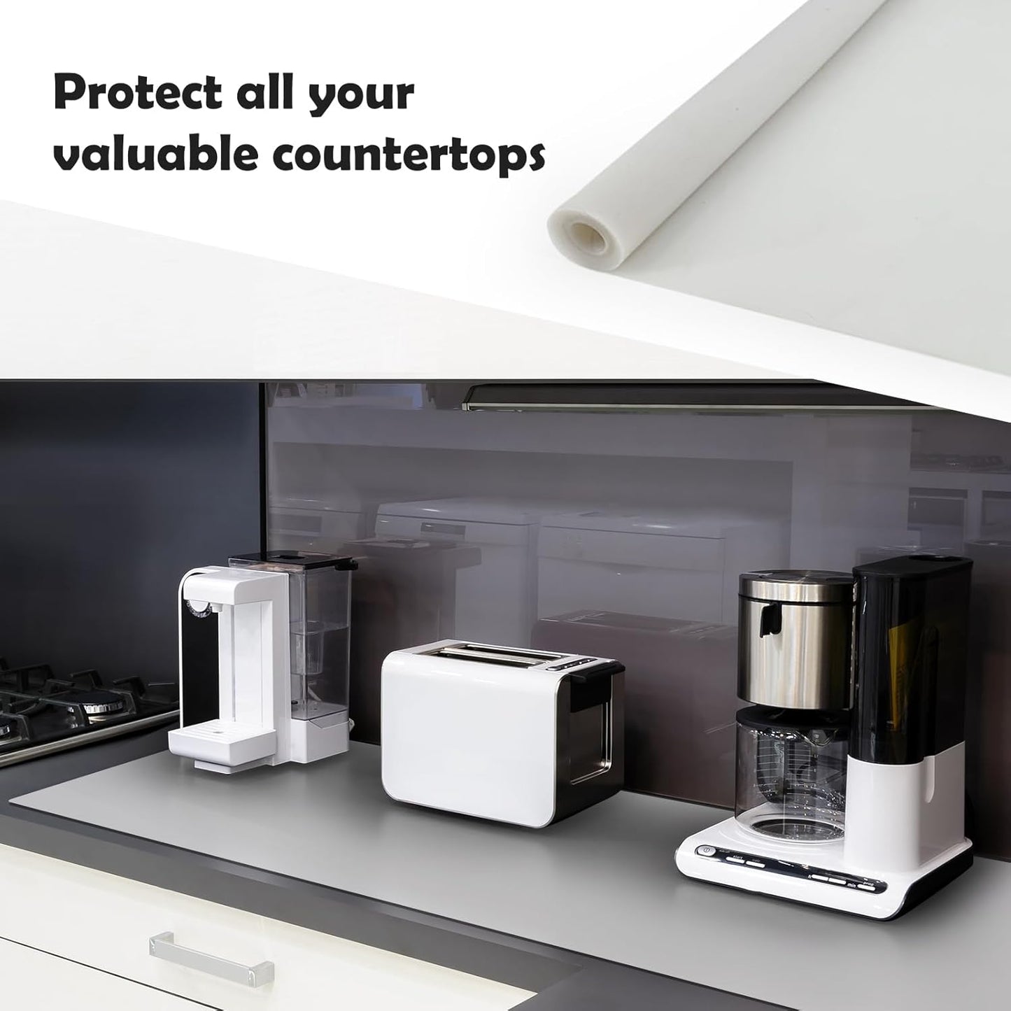 Large Silicone Mats, 78.7”x15.7”(200cmx40cm) Extra Large Silicone Heat Resistant Mats, Countertop Protector, Nonstick Waterproof Mat for Kitchen, Shipped Rolled Up Kitchen Counter Mat, Semitransparent