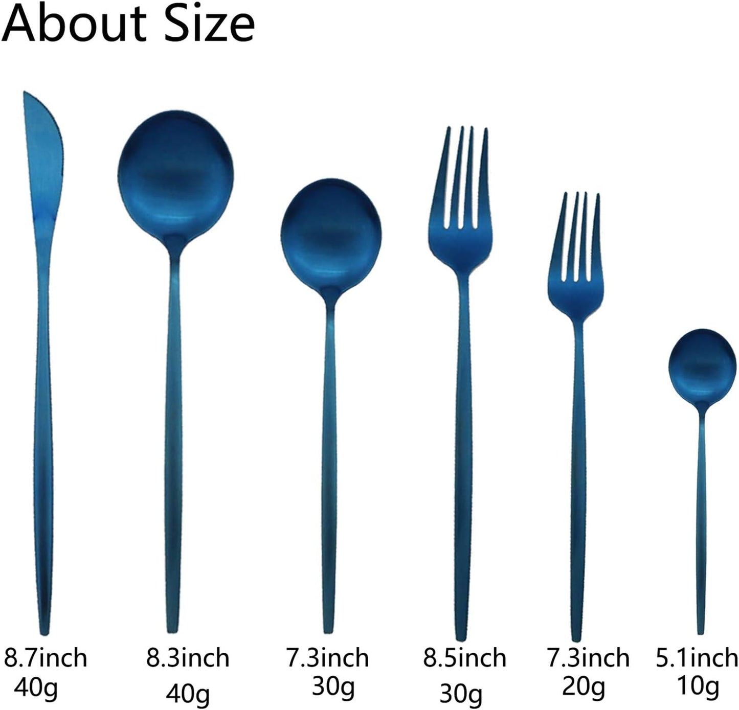 JASHII Silverware Set, 36 Piece Food Grade Stainless Steel Flatware Set Fork Spoon Knife Utensils for Daily Use and Party, Service for 6 Anti Rust, Safe in Dishwasher (Matte Blue)