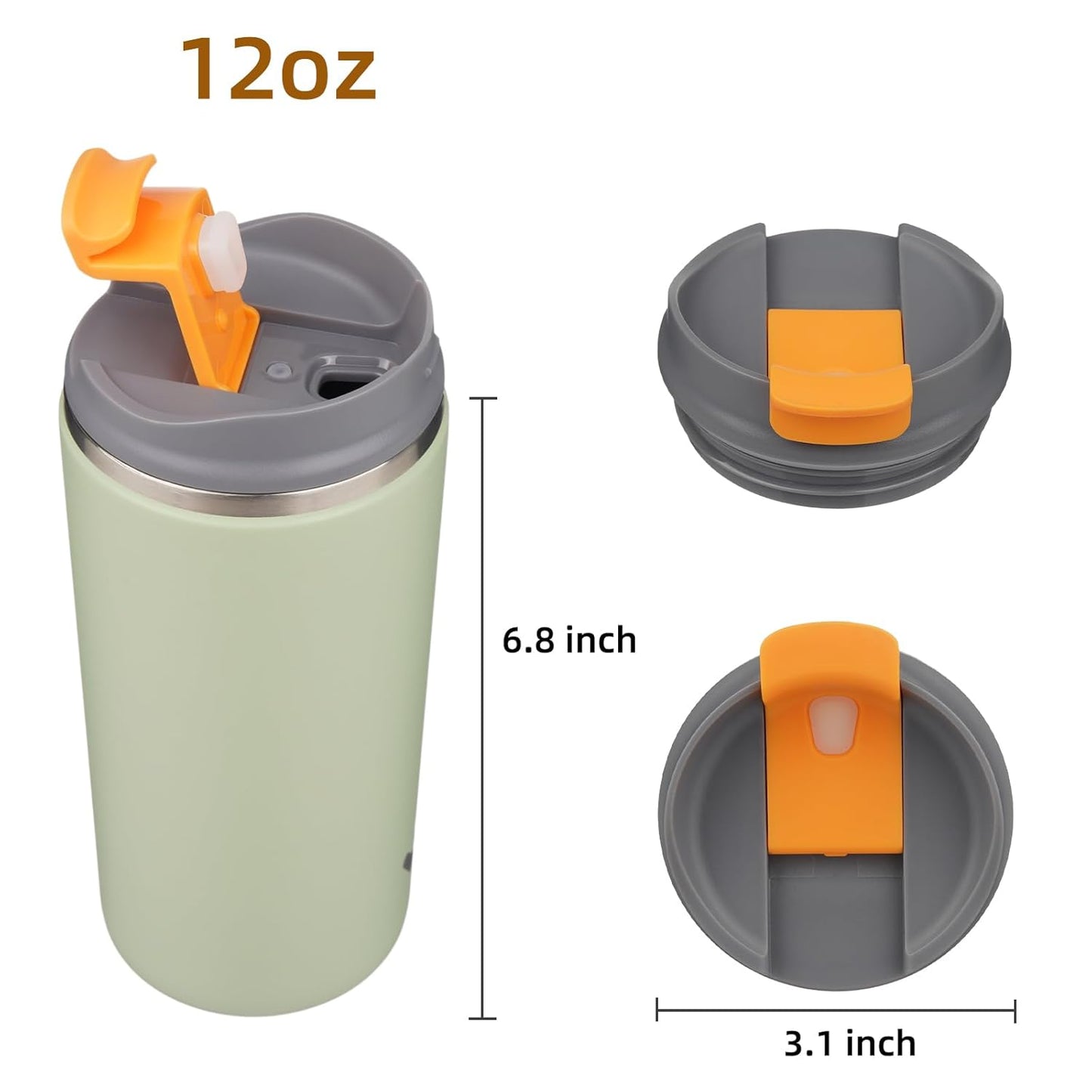 Tumbler with Lid, 12 oz Travel Coffee Mug Double Wall Vacuum Stainless Steel Thermal Metal Cup Insulated Water Bottle,Soft Green