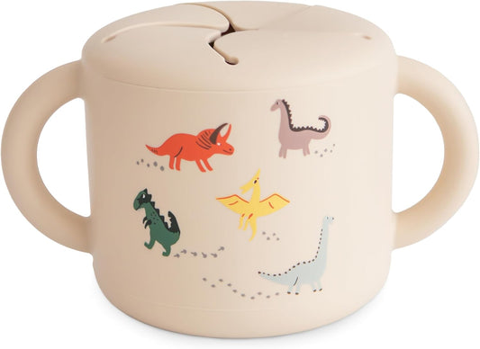 mushie Silicone Snack Cup | Spill Proof Food Container for Toddler and Baby (Dinosaurs)