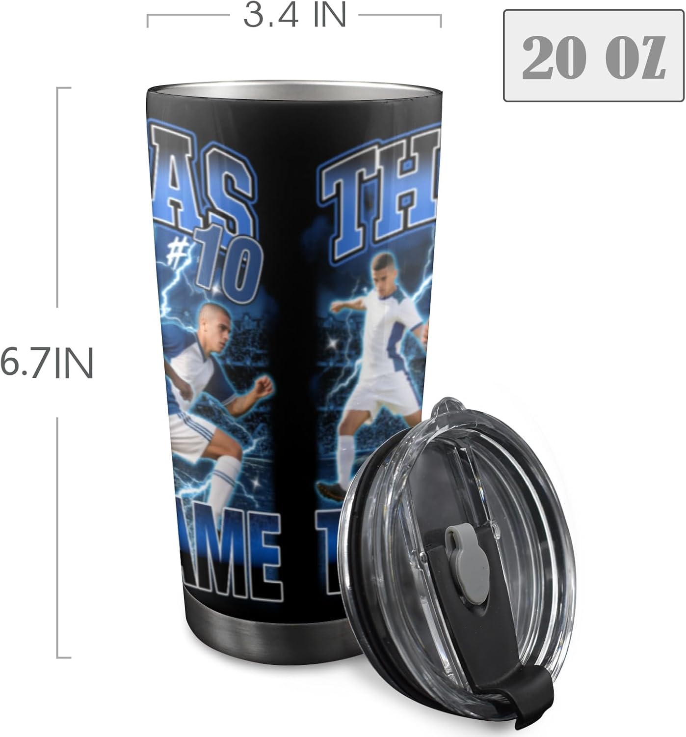 YESCUSTOM Personalized Tumbler With Photos For Soccer Lover Boyfriend Stainless Steel Travel Mug Insulated