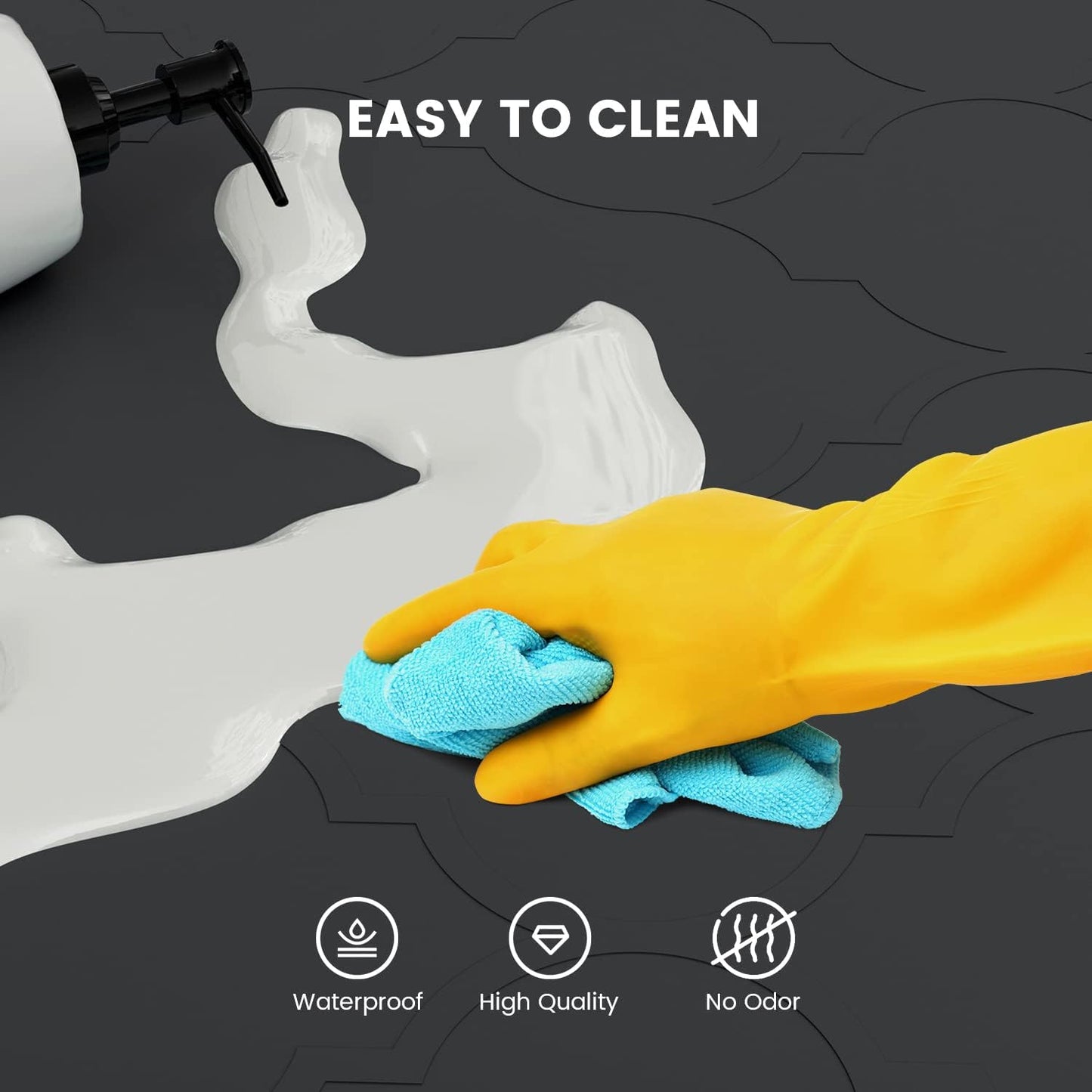 Under Sink Mat, 22" x 19" Silicone Kitchen Cabinet Tray, Waterproof & Flexible Under Sink Liner for Kitchen Bathroom and Laundry Room(Black)