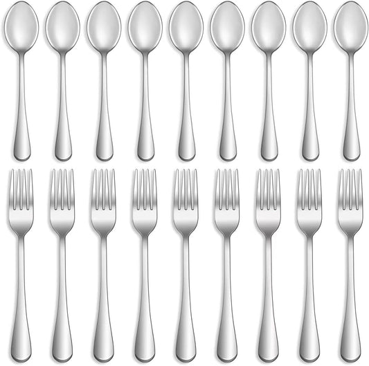 24 Pcs Forks and Spoons Silverware Set,Food Grade Stainless Steel Flatware Cutlery Set for Home,Kitchen and Restaurant,Mirror Polished,Dishwasher Safe-12 Dinner Fork(8 inch) and 12 Teaspoon(6.5 inch)