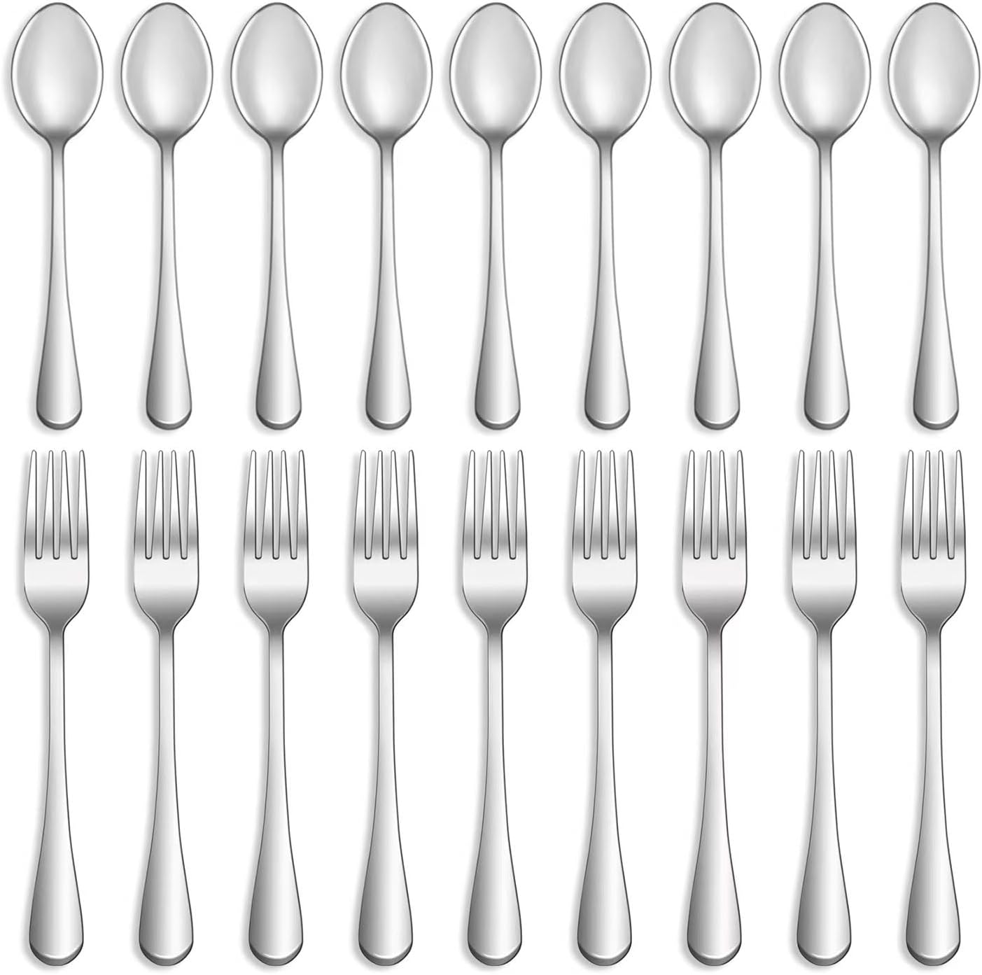 16 Pcs Forks and Spoons Silverware Set,Food Grade Stainless Steel Flatware Cutlery Set for Home,Kitchen and Restaurant,Mirror Polished,Dishwasher Safe - 8 Dinner Fork(8 inch) and 8 Teaspoon(6.5 inch)
