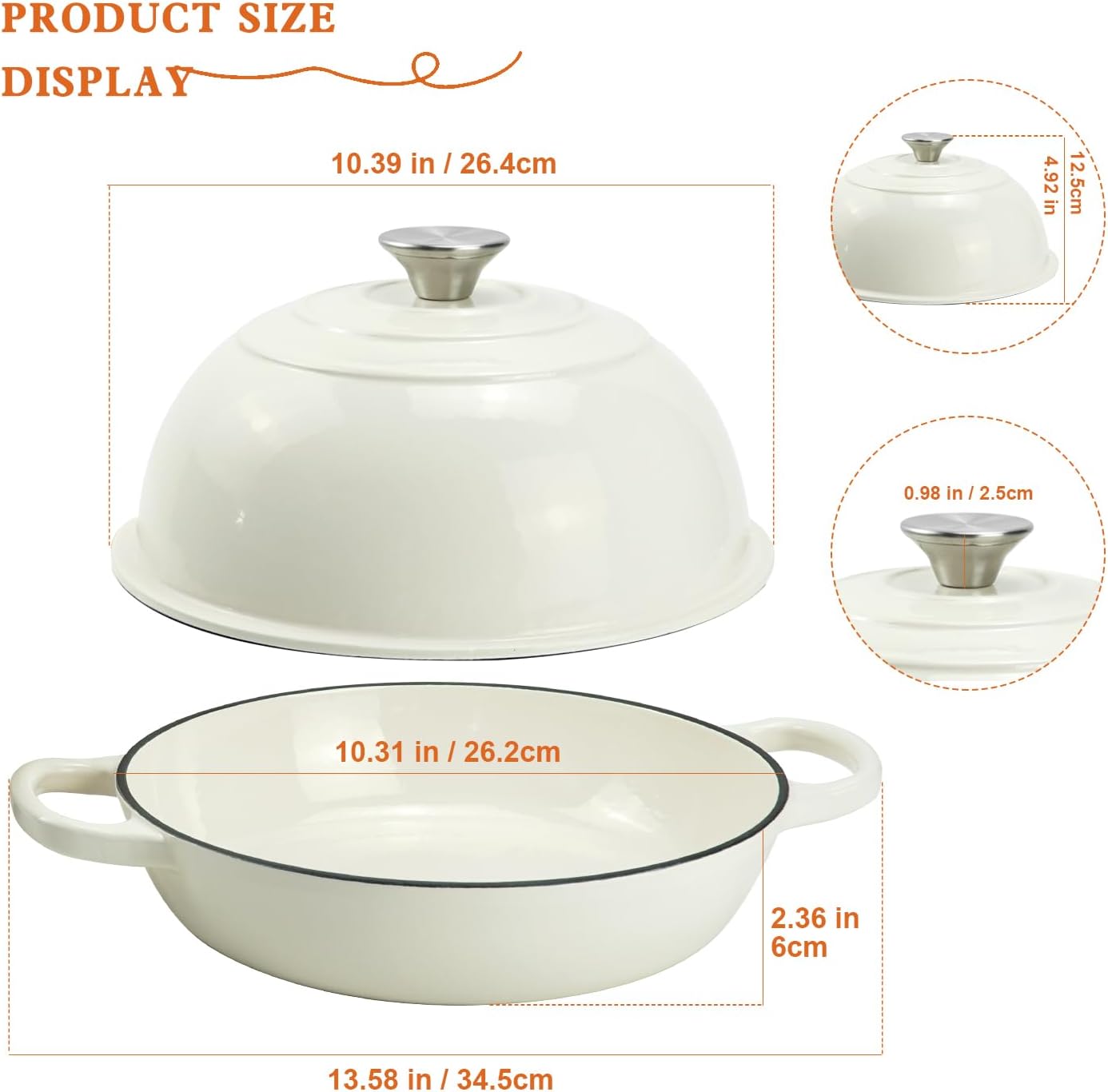 DVK Dutch Oven Pot with Lid for Sourdough Bread Baking Enameled 6 Qt Cast Iron Dutch Oven for Resistant Stovetop and Oven Safe