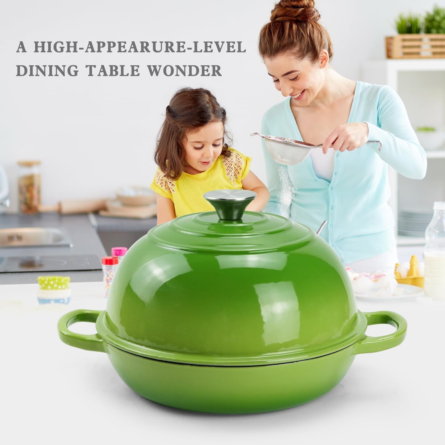 DVK Dutch Oven Pot with Lid for Sourdough Bread Baking Enameled 6 Qt Cast Iron Dutch Oven for Resistant Stovetop and Oven Safe