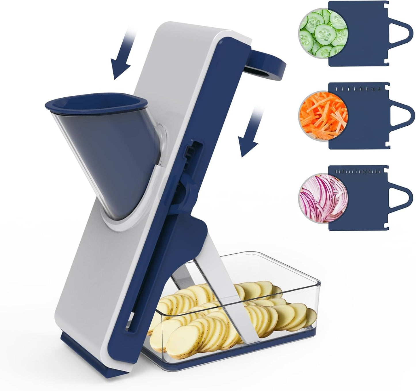Mandoline Slicer for Kitchen - Vegetable Food Chopper, Cucumber Slicer, Detachable Easy to Clean Kitchen Chopping Artifact (White Blue)