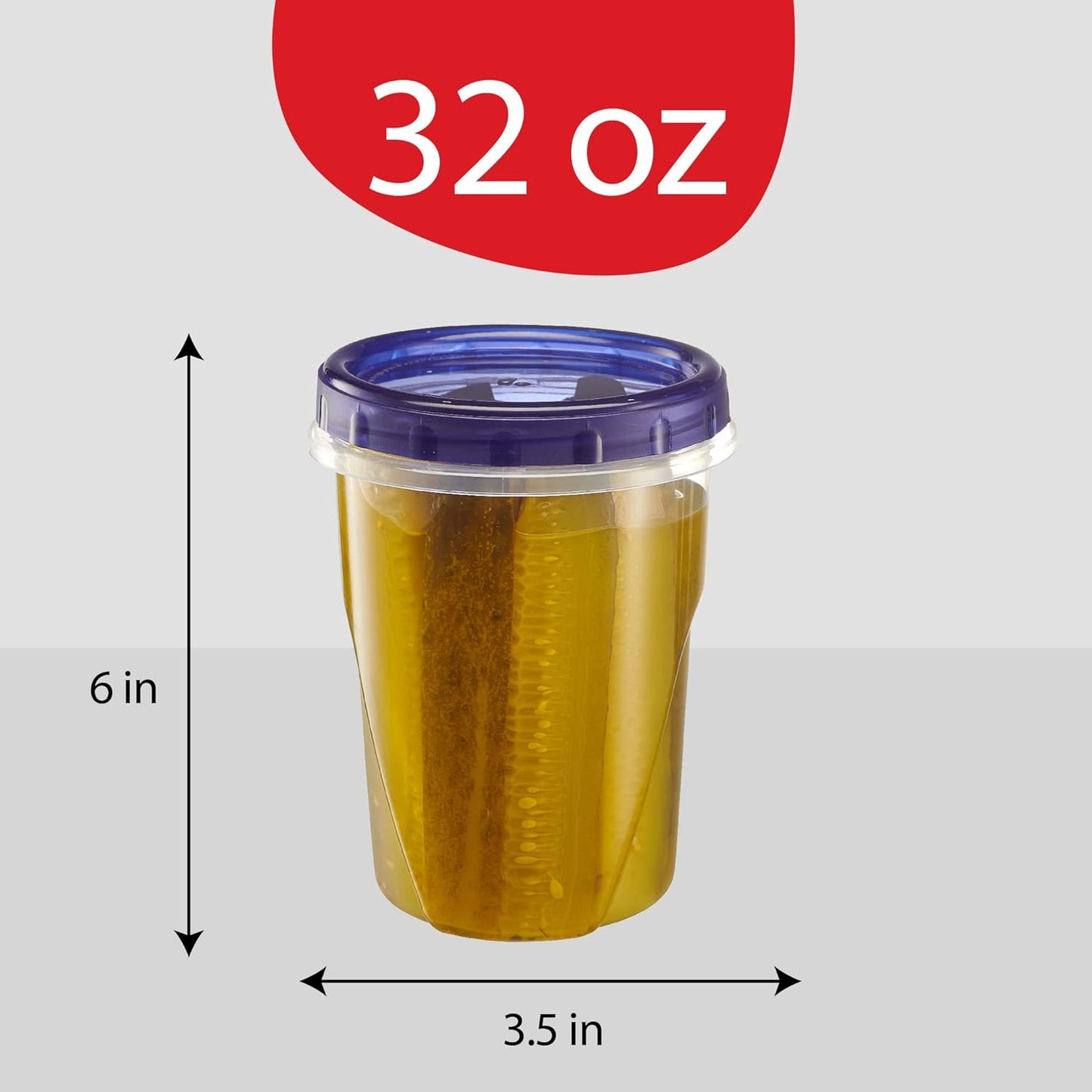 PLASTICPRO 6 Pack Twist Cap Food Storage Containers with Blue Screw on Lid- 32 oz Reusable Meal Prep Containers - Freezer and Microwave Safe Blue Plastic Food Storage