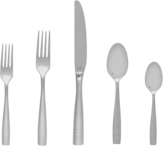 Fortessa Ringo 18/10 Polished Stainless Steel Flatware, 5 Piece Place Setting, Service for 1 -
