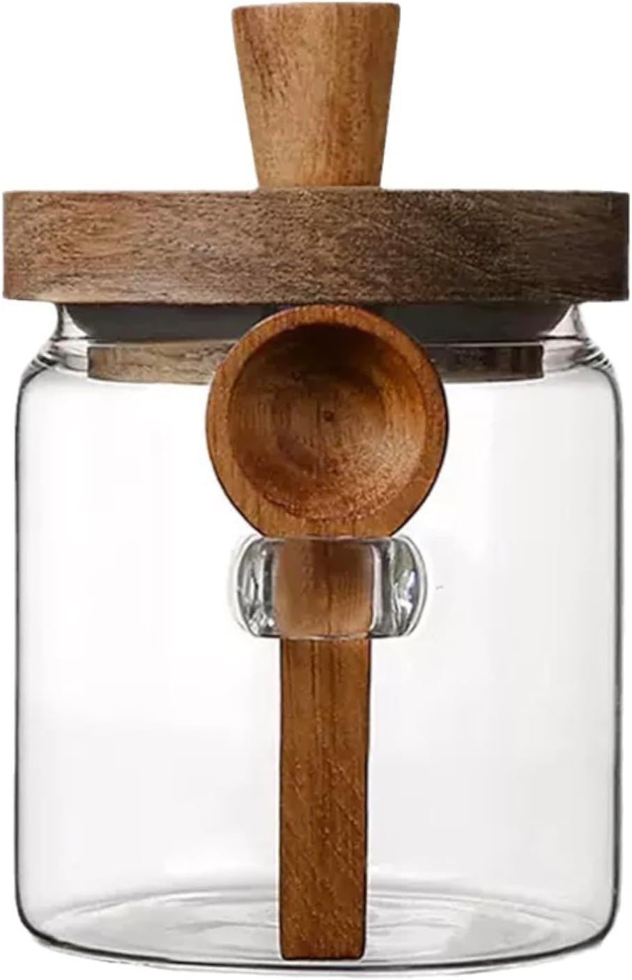 Glass Food Storage Jar with Wooden Lid and Spoon, Airtight Container for Cereals, Cookies, Snacks, Kitchen Canister Set (Small(400ml/13.5oz))
