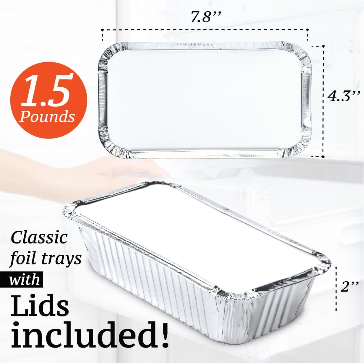 Spare Essentials (55 Pack Aluminum Loaf Pans with Lids 1.5 LB Disposable Bread Tins for Baking, Lunch Containers, Single Serve Baking Dishes - Foil Loaf Pans, Aluminum Bread Pans 7.8 x 4.3 x2 Inches