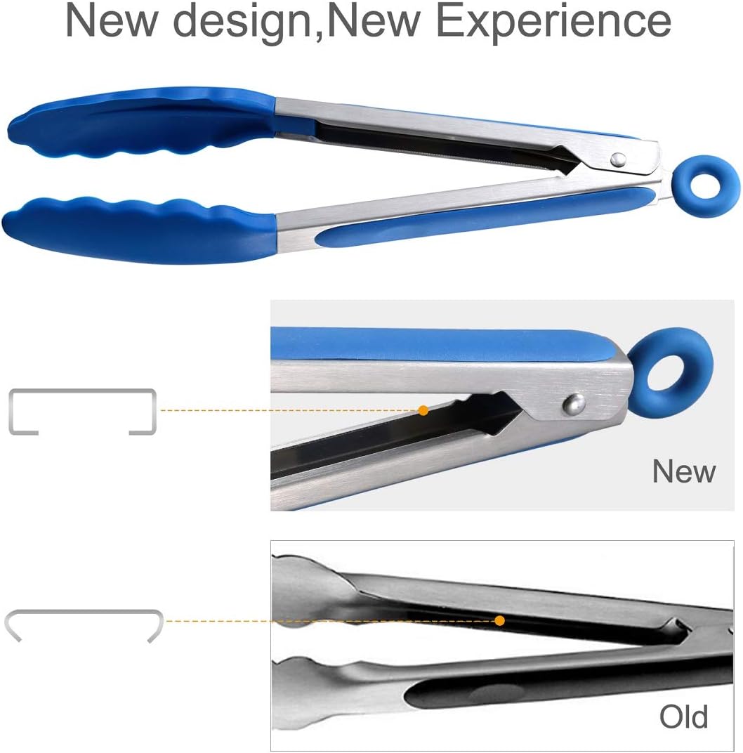 Hotec Premium Stainless Steel Locking Kitchen Tongs with Silicon Tips, Set of 3-7", 9" and 12" multicolor