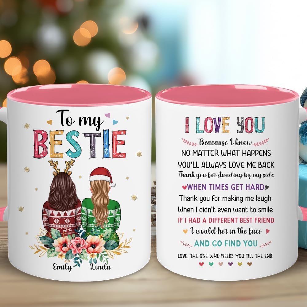 Personalized Bestie Cup - Christmas, Birthday Gifts For Best Friend, Bestie, Sister, BFF - Friendship Gifts For Women, Her, Women - Long Distance Cup - Birthday, Mothers Day Gift