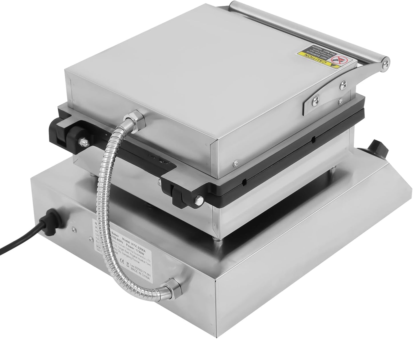 1.7kw Waffle Stick Making Machine, 11.81x14.17x9.45in Electric Waffles Making Machine, Desktop Stainless Steel Waffle Making Machine with 4 Wheat Stalk Shape, 122-572℉, Dual Separate Knobs