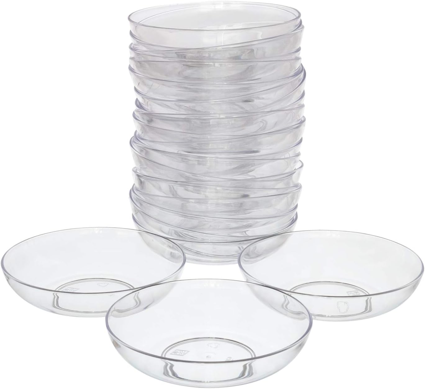 Royal Imports 6" Clear Plastic Saucer Plant Drip Tray, Low Pie Plate, Floral Flower Dish, Wedding, Party, Home and Holiday Decor, 24 Pack