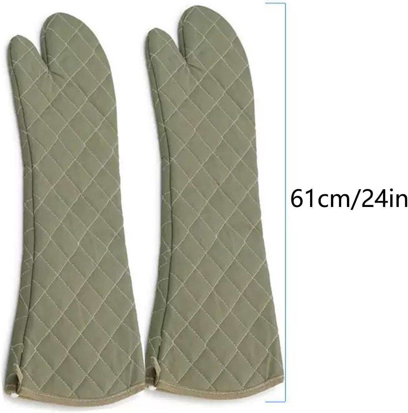 24 Inch Extra Long Oven Mitts Heat Resistant Cotton Lining Oven Thick Gloves Kitchen Food Service Mittens for Pot Holders Cooking Baking BBQ (24 Inch Green -2pair)