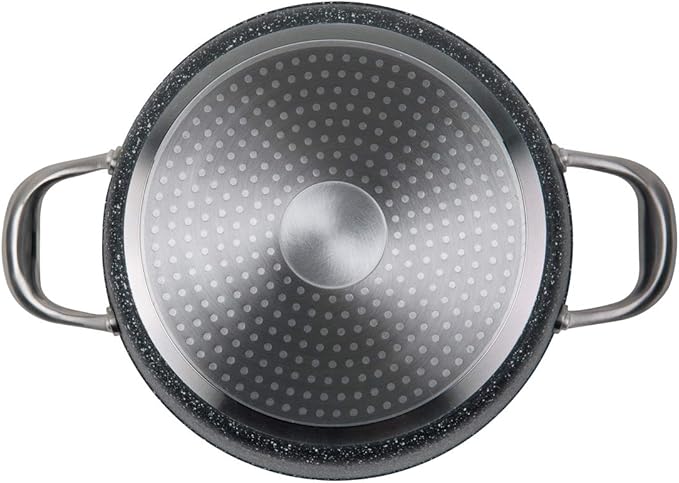 MasterPan 5QT Ultra Non-Stick Cast Aluminum Stock Pot with Glass Lid, 5 Quart, Granite Series