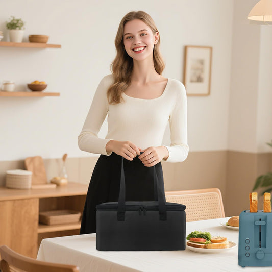 Carrying Bag for Bella 4 Slice Slim Toaster, Portable Outdoor Toaster Travel Carrier Bag Case for Bella, Waterproof & Heat-Resistant 4 Slice Bread Maker Bag with Aluminum Foil Lining