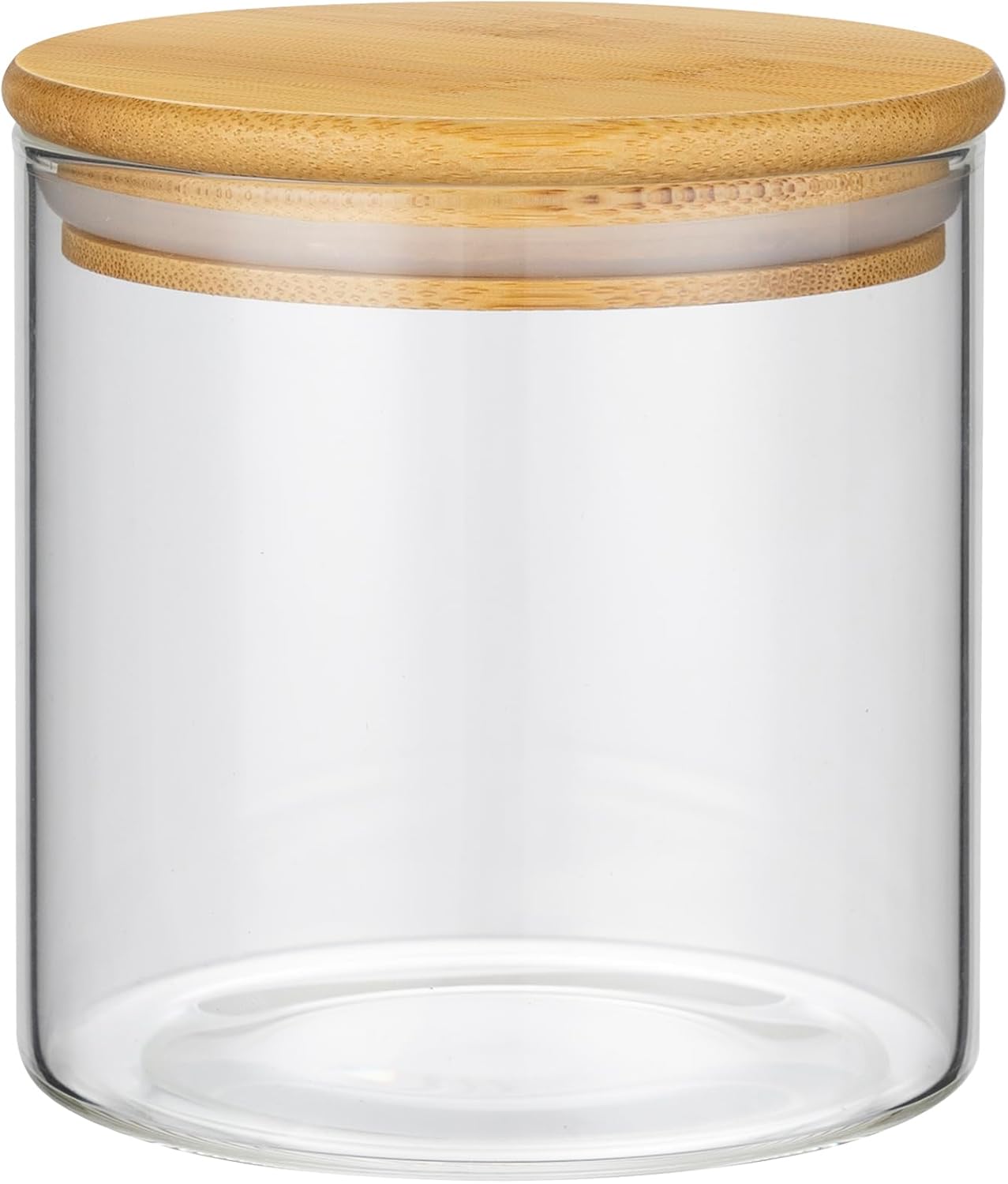 1PC Small Glass Storage Jars with Airtight Lids, 18 fl oz (550ml) Cute Clear Glass Storage container with bamboo Lid, Glass Pantry Canister for Beans, Rice, Sugar, Cookie Coffee and etc