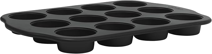 Oster Teston 12 Cup Nonstick Carbon Steel Muffin/Cupcake Baking Pan - Matte Black