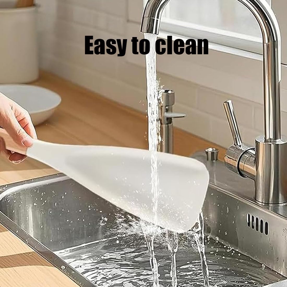 Spatula Spoons, Kitchen 3 In 1silicone Cooking Spoon One-Piece Design Multi-Function Spatula Scoon for Mixing, Scoop, and Scrape (white & Khaki)