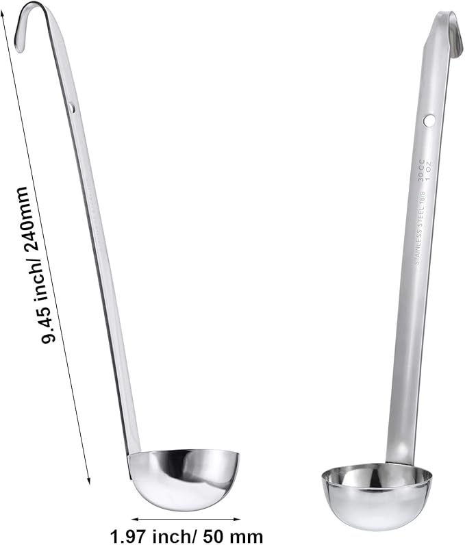 meekoo 3 Pieces Stainless Steel Ladle Soup Handle Ladle with Pouring Rim for Kitchen Cooking Soup Sauce(1 oz)