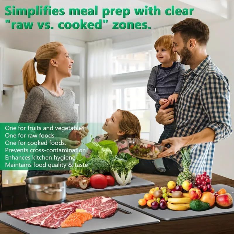 Titanium Cutting Board, New Upgrade Pure Titanium Cutting Boards for Kitchen, Double Sided Non Toxic Katuchef titanium Cutting Board, Hygiene Durable Dishwasher Safe Chopping Board (11.4IN*7.9IN)