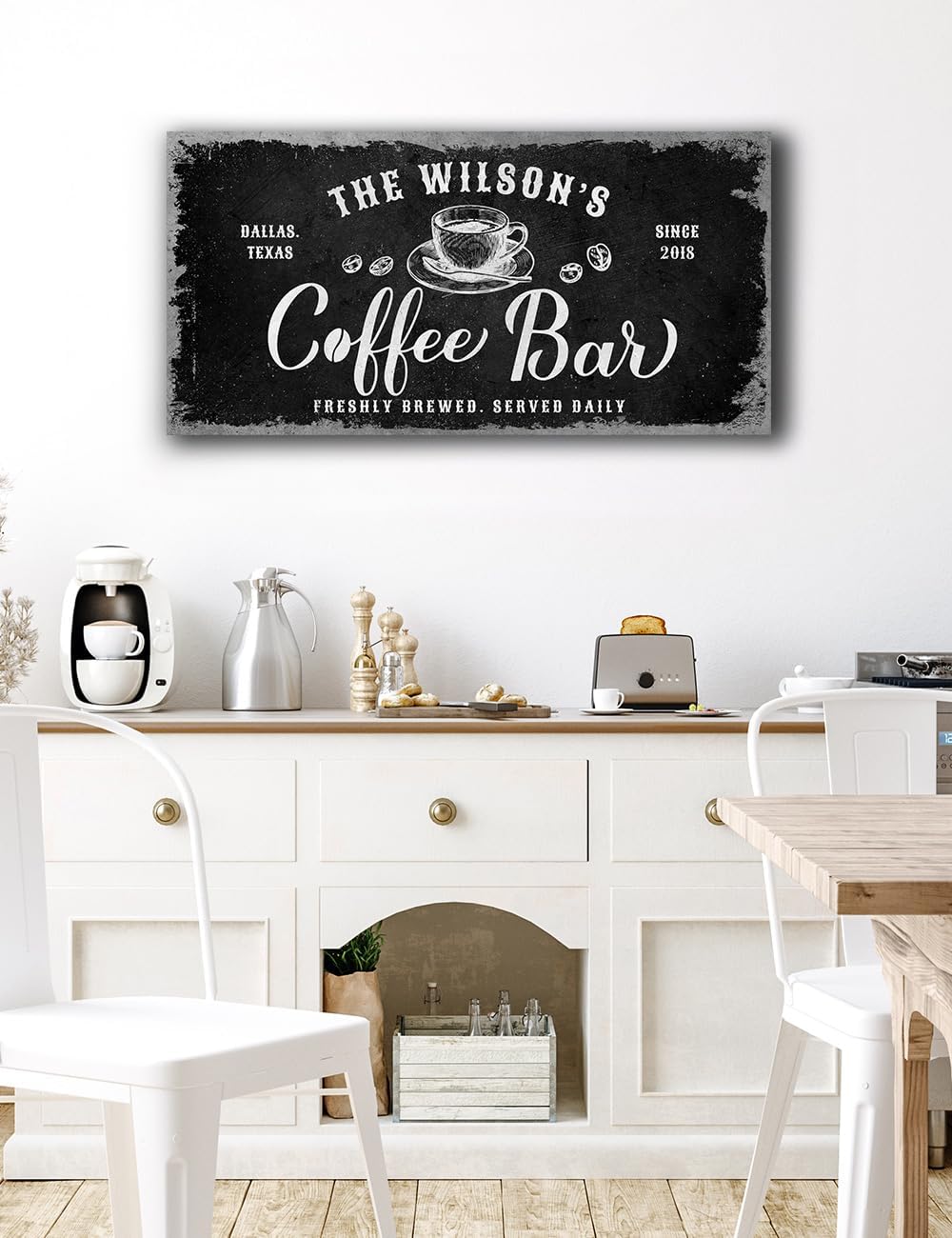 IPIC - Tailored Canvas Custom Coffee Bar Sign, Personalized Wall Art Decor, Small Canvas Wall Art Signage for Home, Kitchen, Coffee Station, Business and Office
