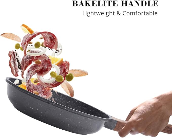 SENSARTE Nonstick Frying Pan Skillet, Swiss Granite Coating Omelette Pan, Healthy Stone Cookware Chef's Pan, PFOA Free (8/9.5/10/11/12.5 Inch) (10 Inch)