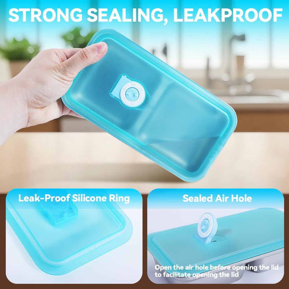 2 Pack Stainless Steel Snack Containers, Reusable Grab and Go Snack Containers with Lids, Double Compartment Food Storage Containers for Travel, Outdoor Camping