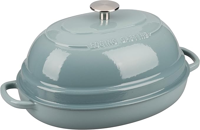 Enameled Oval Cast Iron Dutch Oven Pot with Lid, Bread Dutch Oven for Sourdough Bread Baking, 6QT, Seasalt
