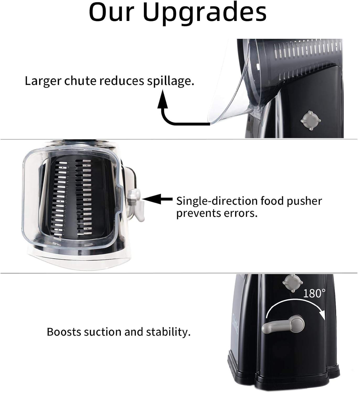Rotary Cheese Grater Shredder - Upgraded 5 in 1 Cheese Grater with Handle and Strong Suction Base, Multi-purpose Julienne Slicer Ice Shaver Nuts Grinder for Ice, Vegetables, Fruit, Nuts