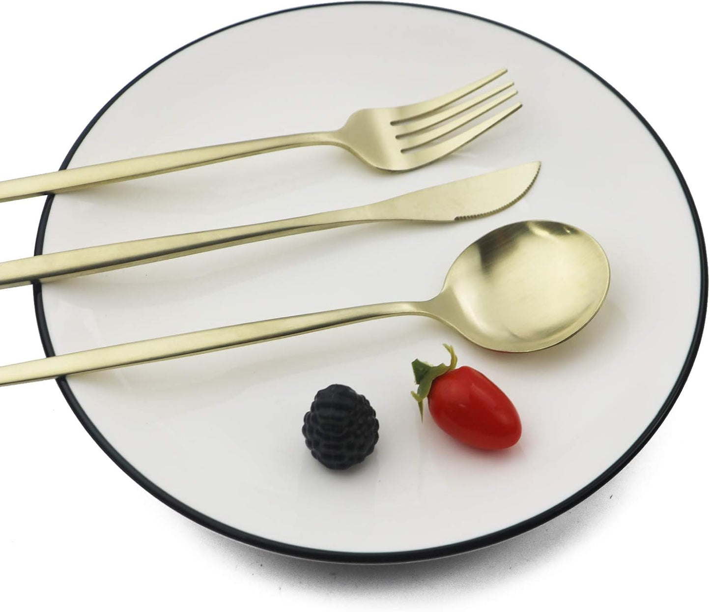 JASHII Silverware Set, 24-Piece Stainless Steel Flatware Set,Kitchen Utensil Set Service for 6,Tableware Cutlery Set for Home, Dishwasher Safe (Matte Champagne gold)