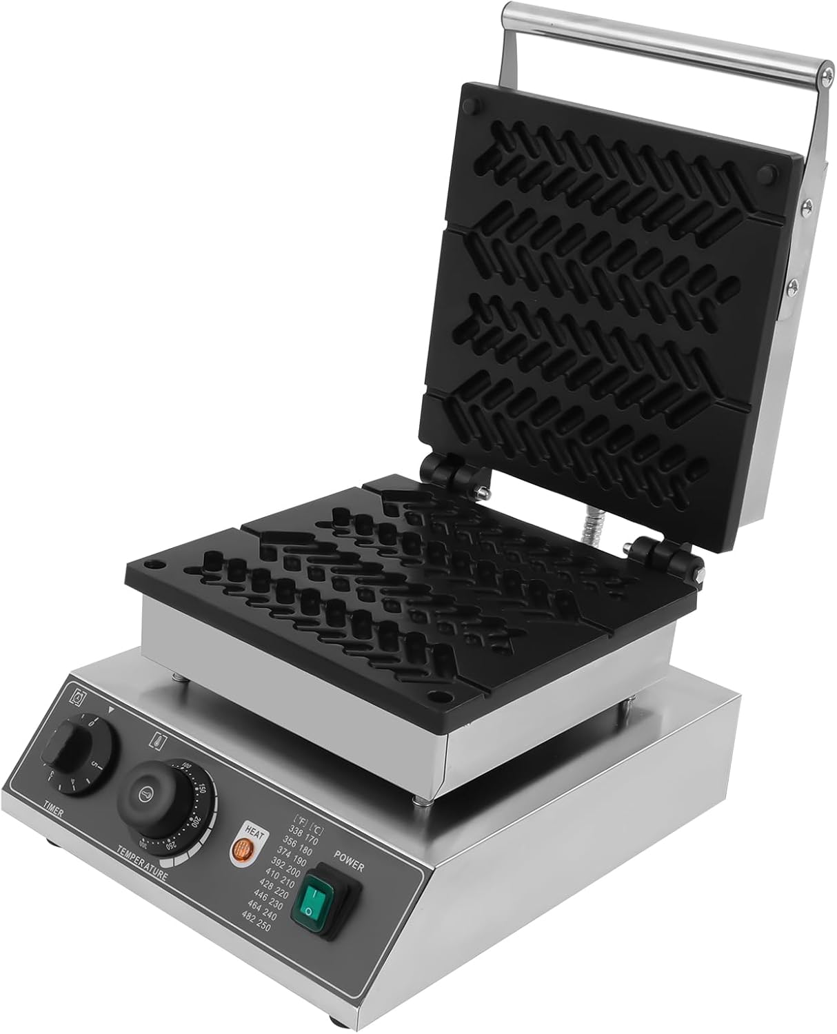 1.7kw Waffle Stick Making Machine, 11.81x14.17x9.45in Electric Waffles Making Machine, Desktop Stainless Steel Waffle Making Machine with 4 Wheat Stalk Shape, 122-572℉, Dual Separate Knobs